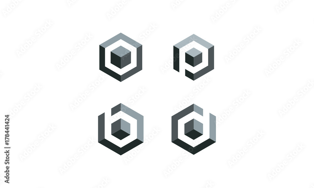 Poster cube icon logo illustration