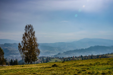 Ukrainian Carpathian Mountains in the autumn season