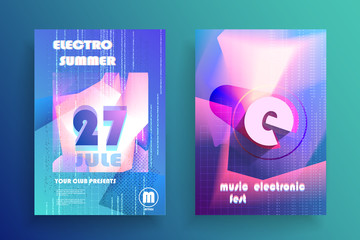 Fototapeta premium Electronic music fest poster. Club party flyer. Abstract space background.