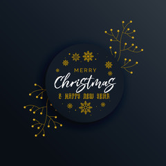 dark merry christmas premium greeting design with decorative element