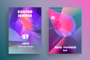 Electronic music fest poster. Club party flyer. Abstract space background.