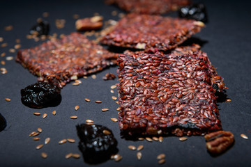 vegan cereal crackers on a black background