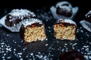 candy on a black background