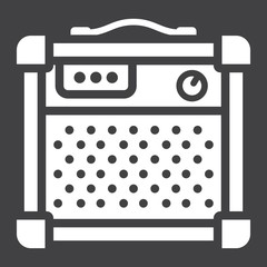 Amplifier glyph icon, music and instrument, sound sign vector graphics, a solid pattern on a black background, eps 10.
