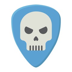 Guitar pick with skull flat icon, music and instrument, skull sign vector graphics, a colorful solid pattern on a white background, eps 10.