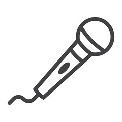 Microphone line icon, music and instrument, karaoke sign vector graphics, a linear pattern on a white background, eps 10.