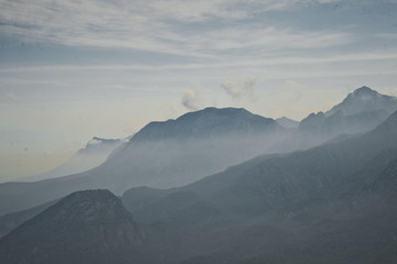 The mountain range in the mist. 8599