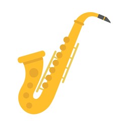 Saxophone flat icon, music and instrument, jazz sign vector graphics, a coloful solid pattern on a white background, eps 10. - obrazy, fototapety, plakaty