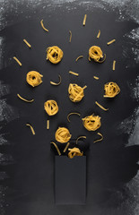 Pasta packaging template Isolated on black background