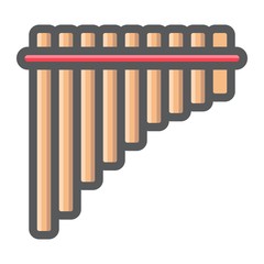 Mexican pan flute filled outline icon, music and instrument, panpipe sign vector graphics, a colorful line pattern on a white background, eps 10.