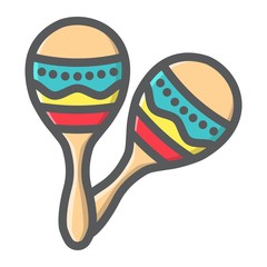 Mexican maracas filled outline icon, music and instrument, sound sign vector graphics, a colorful line pattern on a white background, eps 10.
