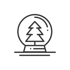 Christmas snow ball thin line icon. Christmas tree spruce fir. New Year celebration decorated pictogram. Xmas winter element. Vector simple flat design. Logo illustration. Symbols. Snow globe ball.