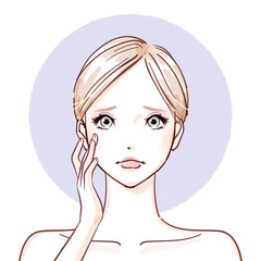 beauty woman_hands on cheeks Point negative