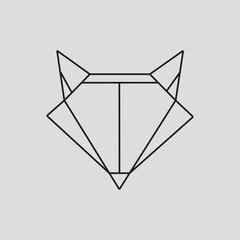 Geometric fox head isolated on grey background vintage vector design element illustration
