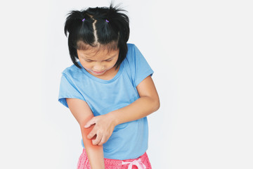 Little girl has sick isolate on white background