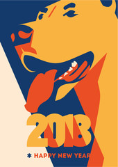 2018 Happy New Year of the dog greeting card.