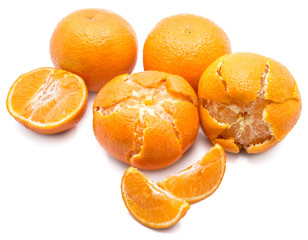 Clementines isolated on white backgrounds