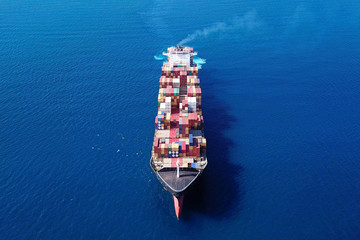 Ultra large container vessel (ULCV) at sea - Aerial image