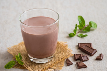 Chocolate milk in glass