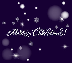 Merry Christmas card with lettering. Vector illustration.