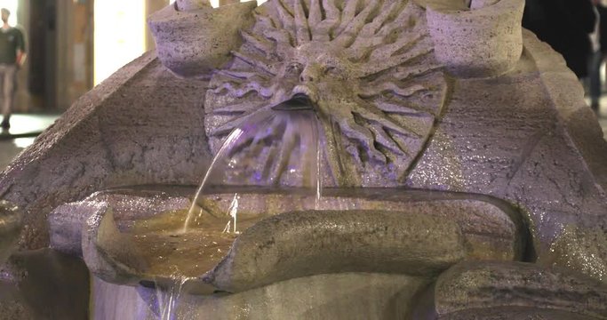 Rome Spain Square fountain Barcaccia 4k real video
