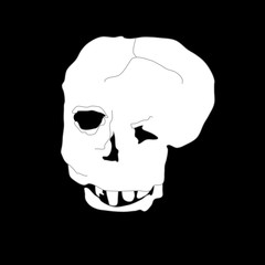 Deformed skull - black and white digital drawing