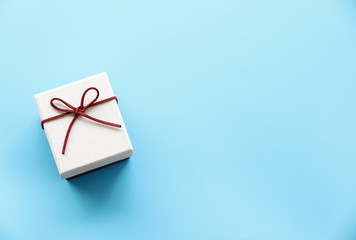 White Gift Box Concept Birthday,Christmas,New Year copy space,Top view,flat lay,minimal style.