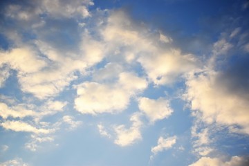 Cloudy blue sky and morning sunshine