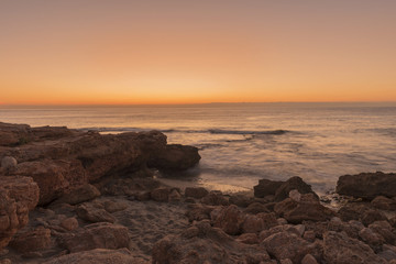 The coast of Oropesa del Mar at a sunrise