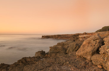 The coast of Oropesa del Mar at a sunrise