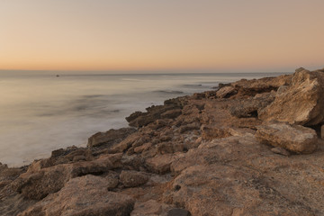 The coast of Oropesa del Mar at a sunrise