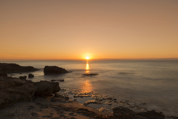The coast of Oropesa del Mar at a sunrise