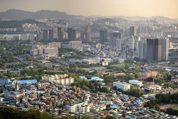 Sunset over Seoul city