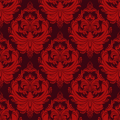 Seamless damask retro Wallpaper in red Colors for Design