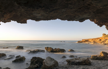 The coast of Oropesa del Mar at a sunrise