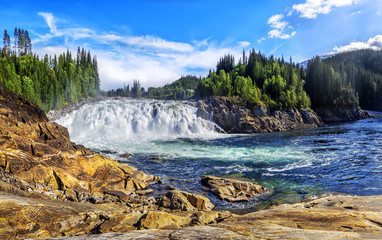 Laksforsen is a waterfall of 17 meters. Norway.
