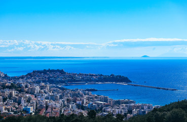 Fototapeta na wymiar Kavala city view. Greece, Kavala port.