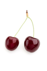 two ripe berries of a red cherry tree