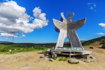 Arctic Circle monument near the visitor centre in Norway