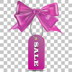 Picture of a pink bow with a beige for sale on a transparent background