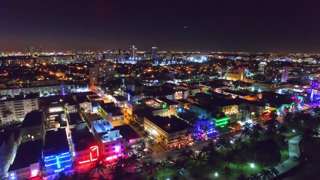 Miami Beach at night, aerial view.