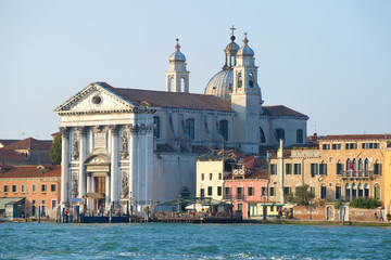 Fototapeta na wymiar The Church of Il Redentore on the Giudecca island on a September evening. Venice, Italy