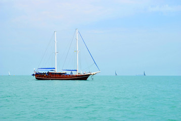 landscape of the sea with a yacht