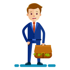 Businessman with bag Full of Money Illustration