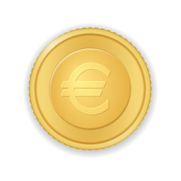 Gold coin with euro symbol