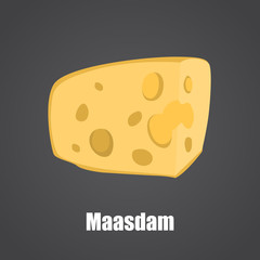 Maasdam cheese color flat icon
