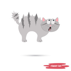 A frightened cat color flat illustration
