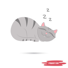 Sleeping cat color flat illustration