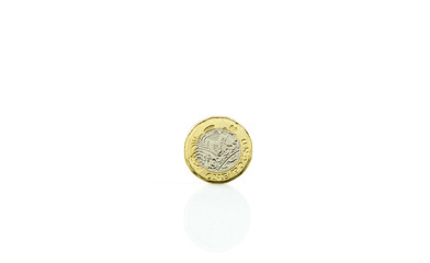 A pound coin isolated on white