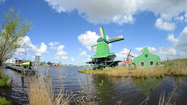 Netherlands Holland dutch scenery with one typical windmill.